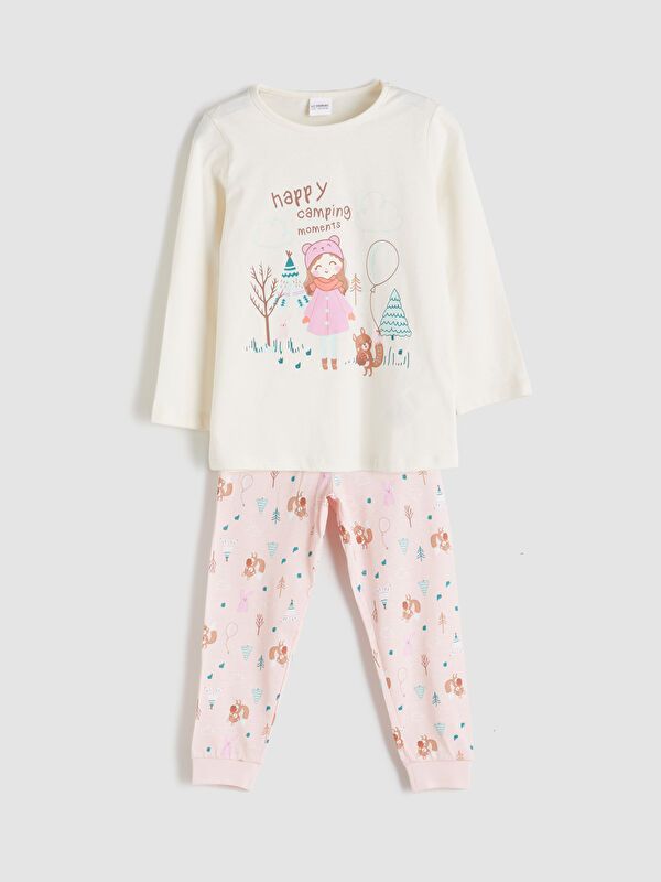 Moudda LC Waikiki - Pyjama en jersey manches longues moyen Fille Crème - Tunisie 1