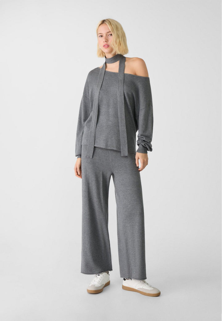 Moudda STRADIVARIUS - Pull en Maille Encolure Bateau avec Foulard - Tunisie 3