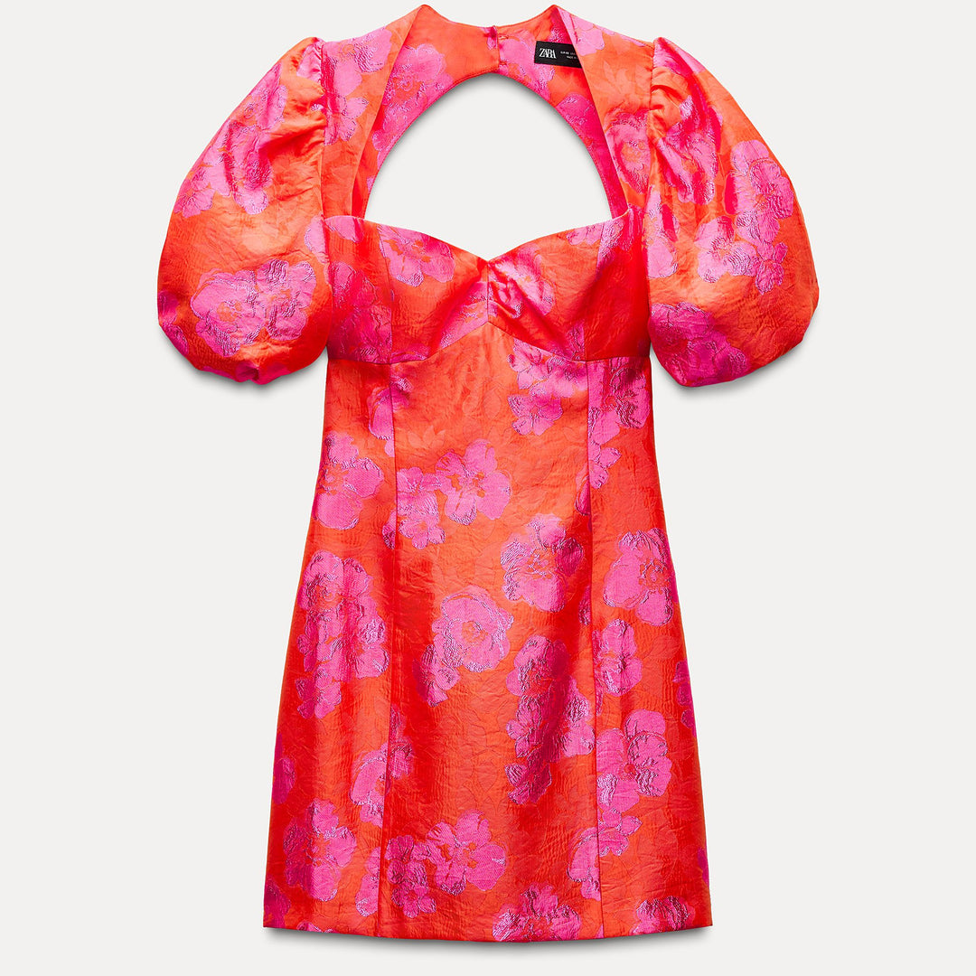 Moudda ZARA - Robe courte jacquard manches bouffantes - Tunisie 1