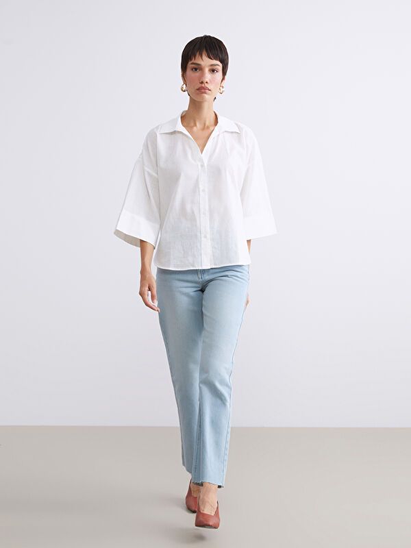 Moudda LC Waikiki - Pantalon jean tissé basique Femme Canne indigo clair - Tunisie 1