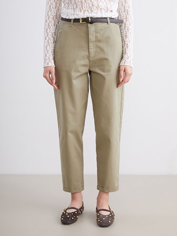 Moudda LC Waikiki - Pantalon tissé moyen Femme Kaki clair - Tunisie 2