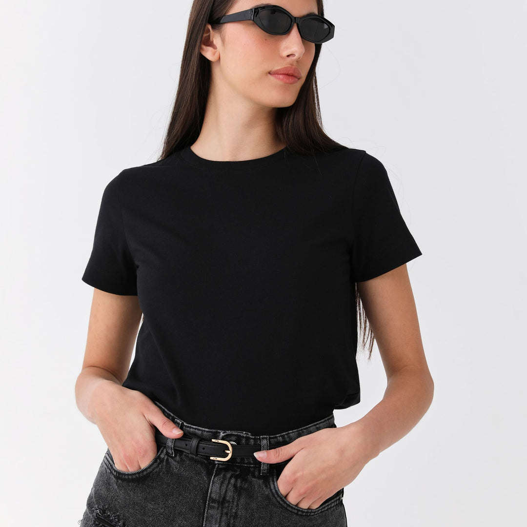 Moudda LC Waikiki - Body jersey manches courtes Femme Noir - Tunisie 2