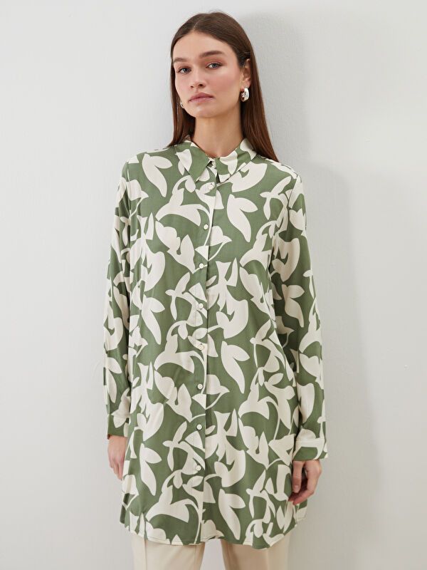 Moudda LC Waikiki - Tunique tissée manches longues Femme Imprimé vert - Tunisie 1