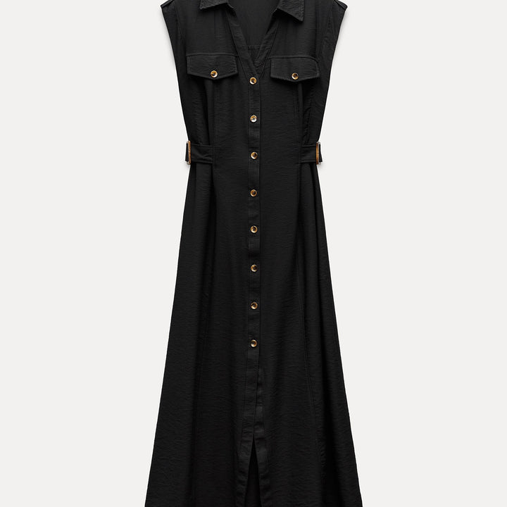 Moudda ZARA - Robe chemise mi-longue style safari détail boucle ceinture - Tunisie 2
