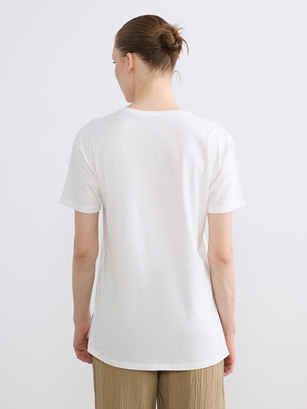 Moudda LC Waikiki - Body imprimé manches courtes en jersey pour Femme couleur Écru - Tunisie 4