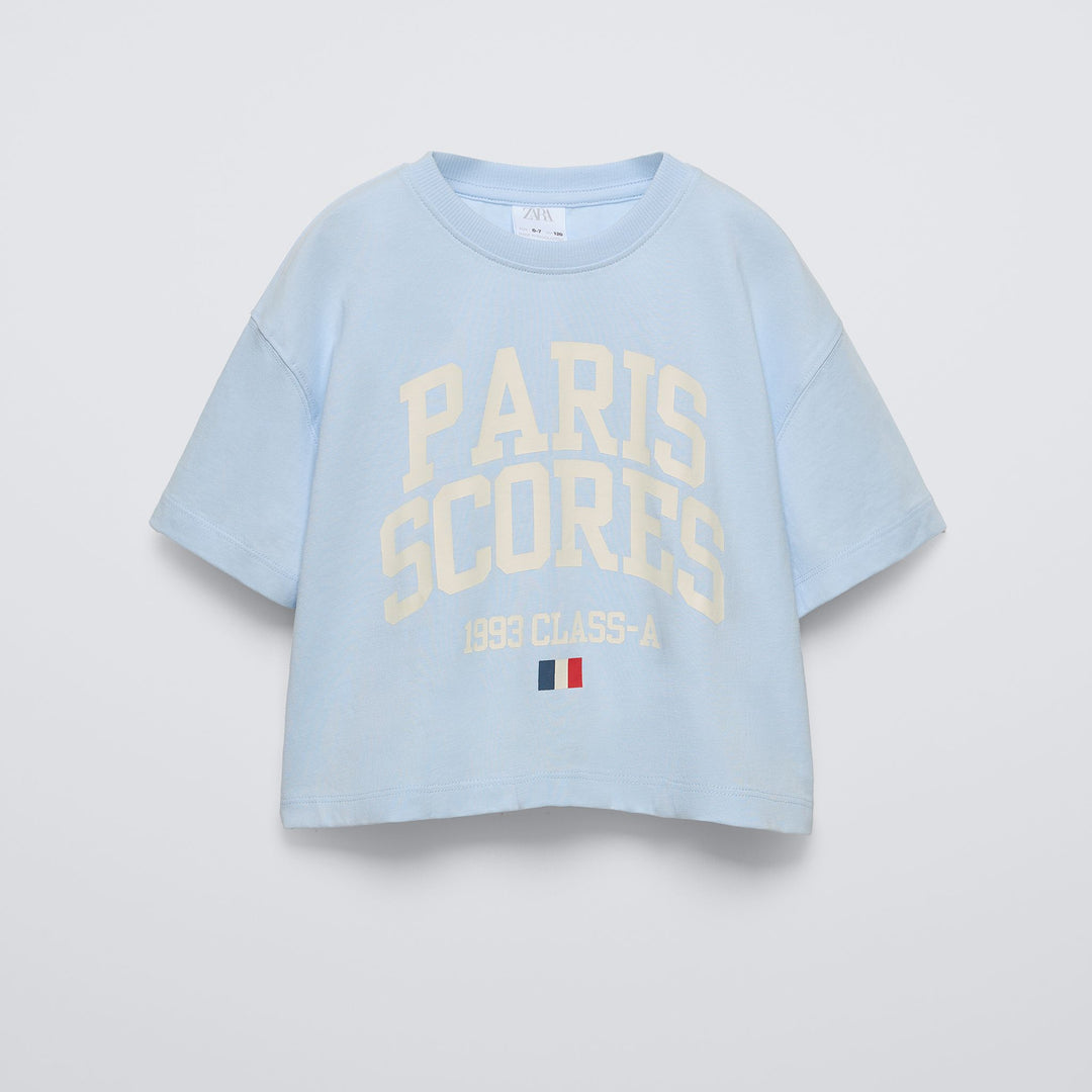 Moudda ZARA - T-shirt fille manches courtes, imprimé Californie & Paris - Tunisie 1