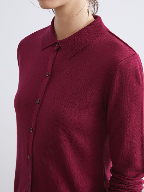 Moudda LC Waikiki - Cardigan fin en tricot Femme Bordeaux - Tunisie 3