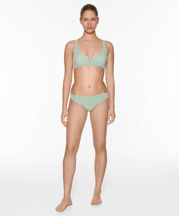 Moudda Oysho - Culotte Halter Mousse Extra Sans Armatures Jacquard Géométrique Vert - Tunisie 1
