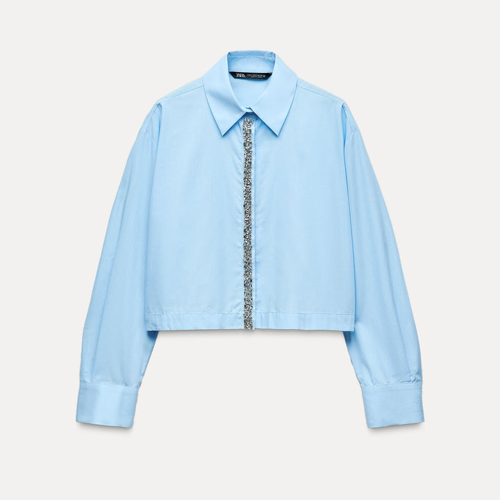 Moudda ZARA - Chemise courte en popeline, détail bijou - Tunisie 2