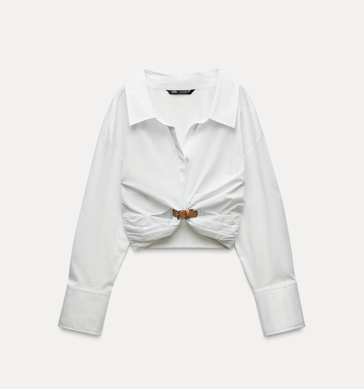 Moudda ZARA - Chemise gabardine manches longues découpe ceinture - Tunisie 4