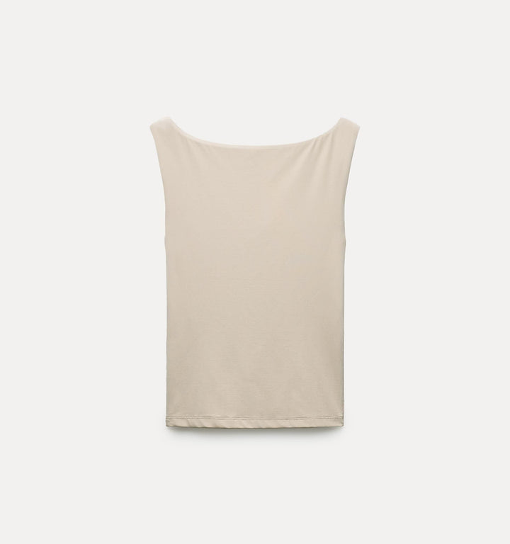 Moudda ZARA - Top en polyamide, encolure bateau, manches courtes - Tunisie 1
