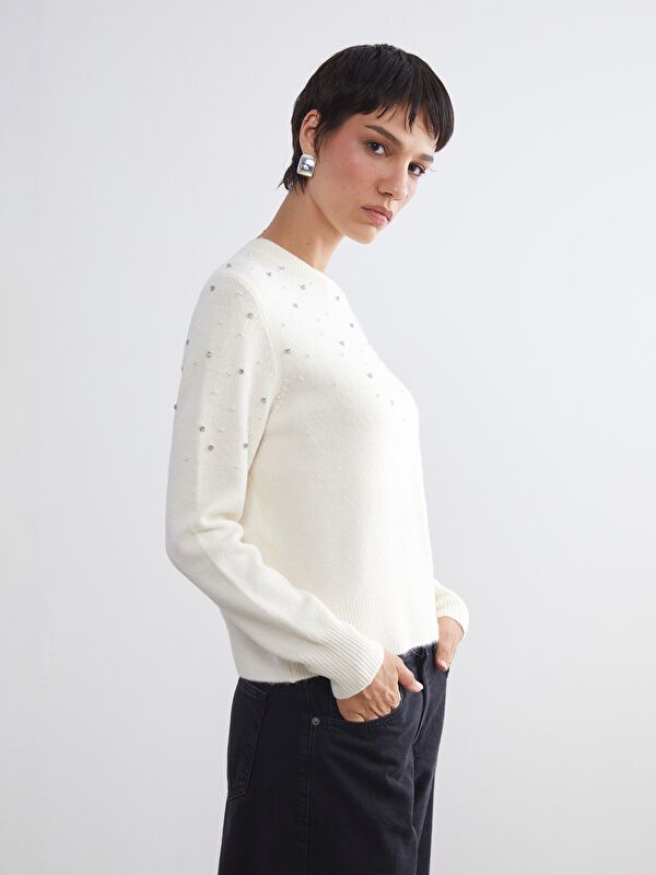 Moudda LC Waikiki - Pull tricot moyen Femme Mélange écru - Tunisie 1