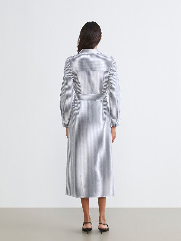Moudda LC Waikiki - Robe manches longues en tissu pour Femme couleur Bleu marine - Tunisie 4