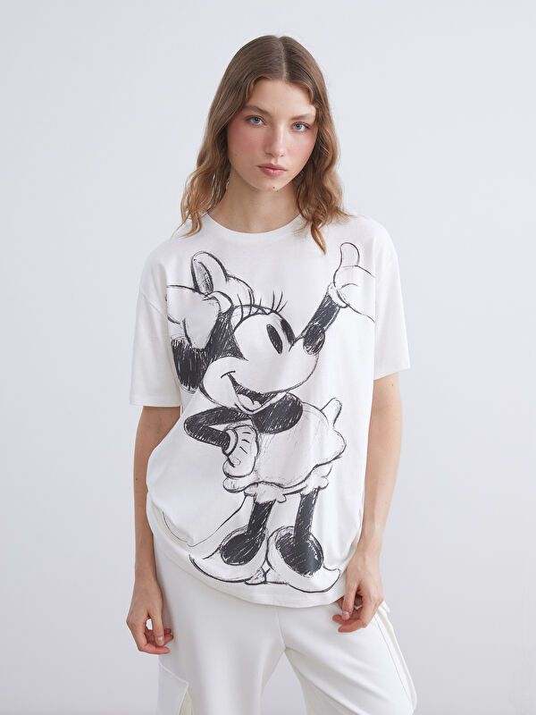 Moudda LC Waikiki - Body jersey manches courtes licence Femme Ecru - Tunisie 1