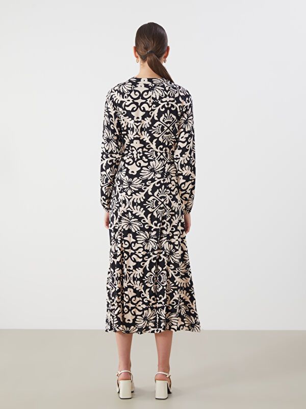 Moudda LC Waikiki - Robe tissée manches longues Femme Imprimé en noir - Tunisie 4