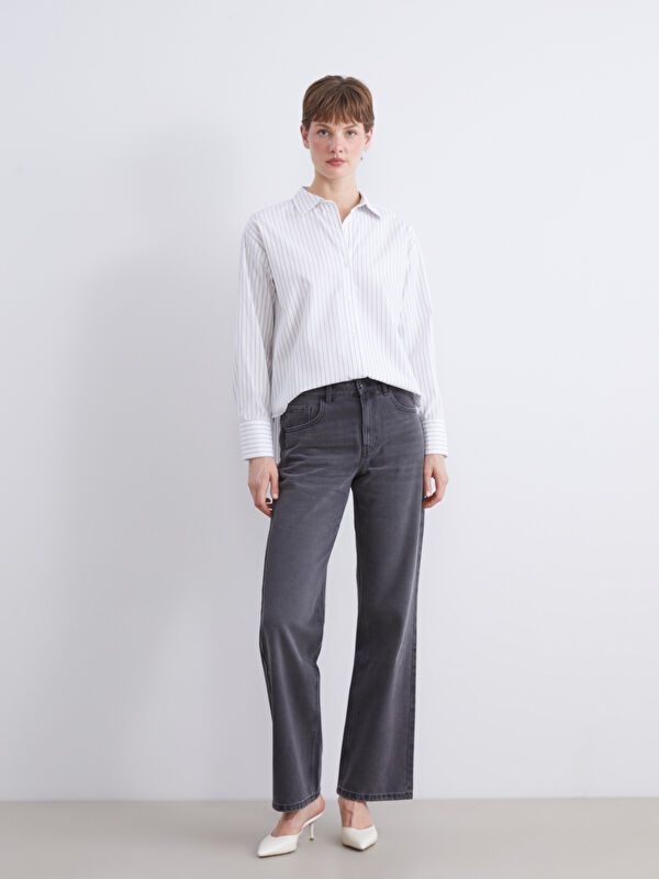 Moudda LC Waikiki - Chemise tissée manches longues Femme Rayures vertes olive - Tunisie 2