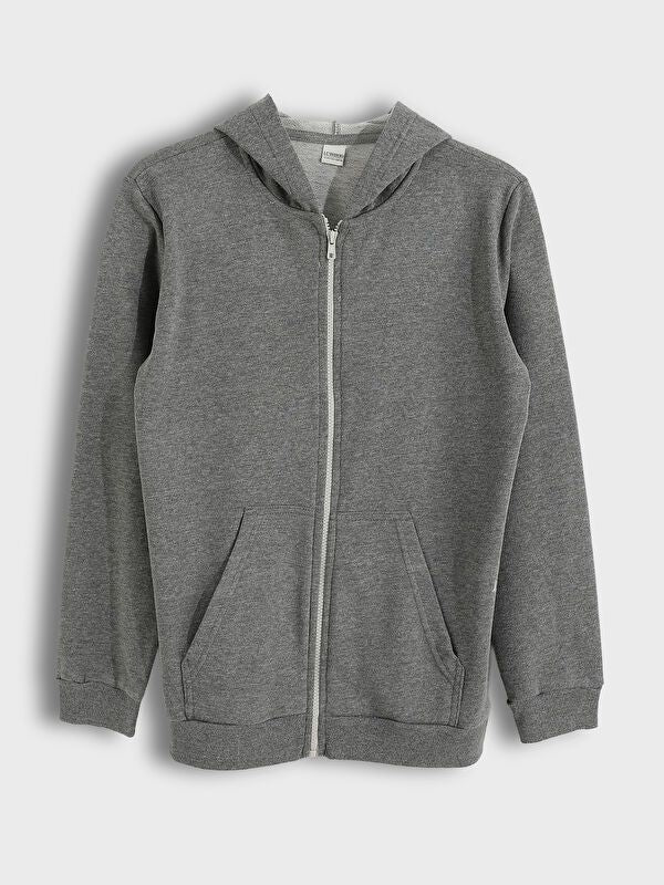 Moudda LC Waikiki - Cardigan basique en jersey Garçon Mélange de gris - Tunisie 1