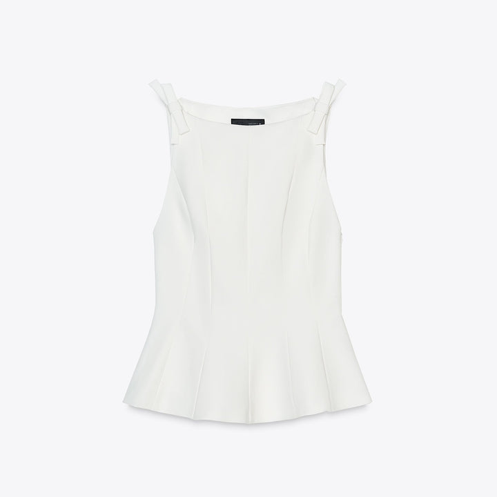 Moudda ZARA - Top Élastique - Col Rond, Peplum & Nœuds - Tunisie 1
