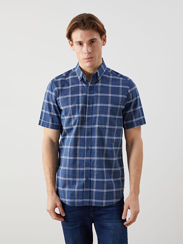 Moudda LC Waikiki - Chemise à carreaux manches courtes en tissu tissé pour Homme - Tunisie 1