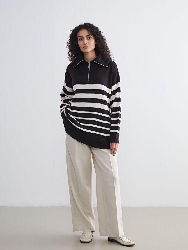 Moudda LC Waikiki - Tunique en tricot Femme Ecru rayé - Tunisie 2