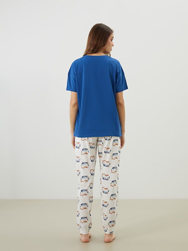 Moudda LC Waikiki - Pyjama jersey manches courtes Femme Imprimé écru - Tunisie 4