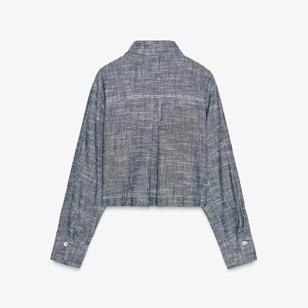 Moudda ZARA - Chemise Lin Indigo - Col Chemisier & Poches - Tunisie 2