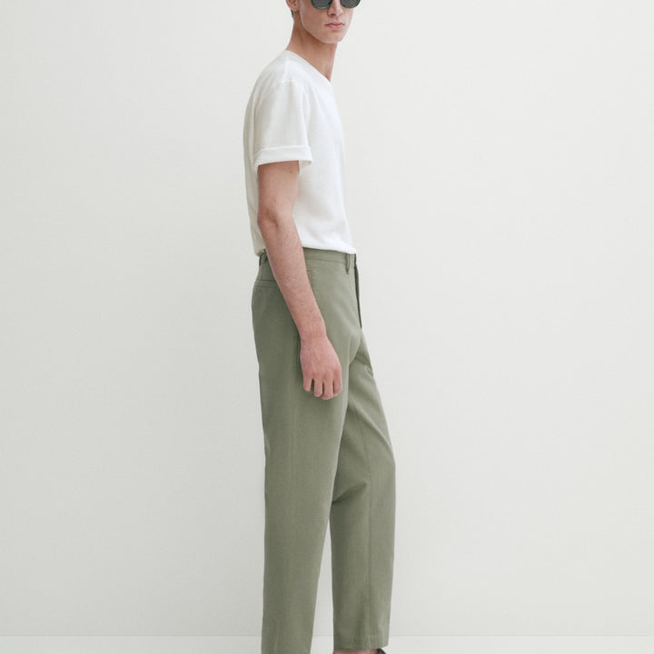 Moudda Massimo Dutti - Pantalon coton/lin détail poche coupe slim - Tunisie 3