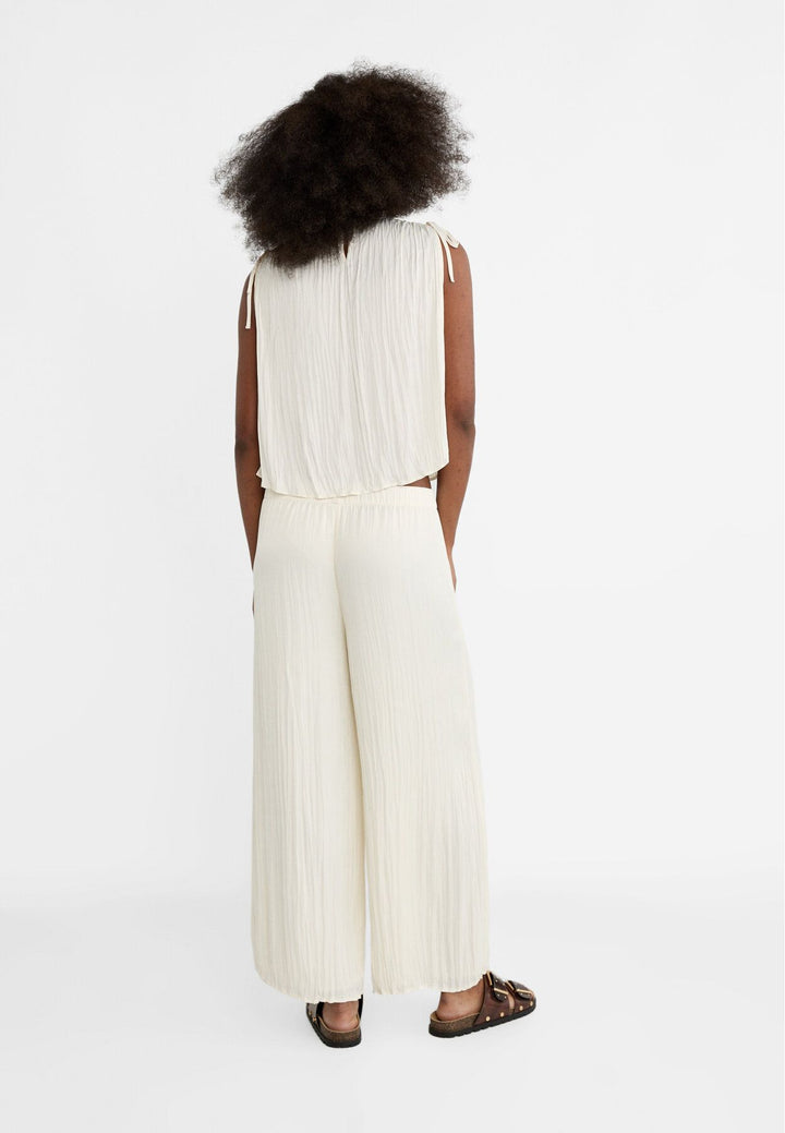 Moudda STRADIVARIUS - Pantalon Culotte en Satin Écru - Tunisie 5