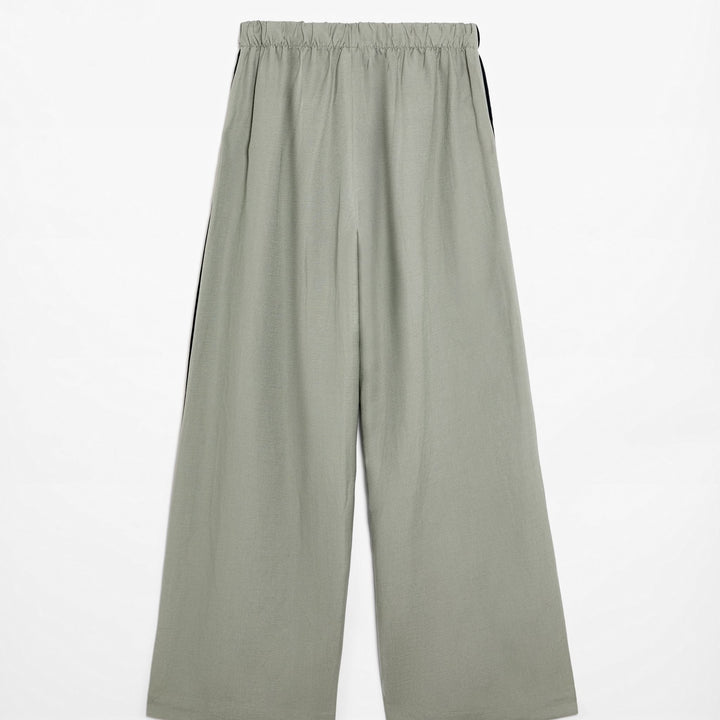 Moudda Oysho - Pantalon Lin avec Finitions Latérales Taille Haute - Tunisie 1
