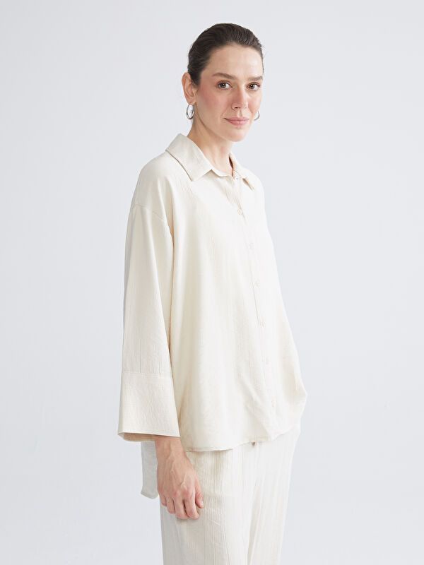 Moudda LC Waikiki - Chemise tissée manches longues Femme Beige - Tunisie 1
