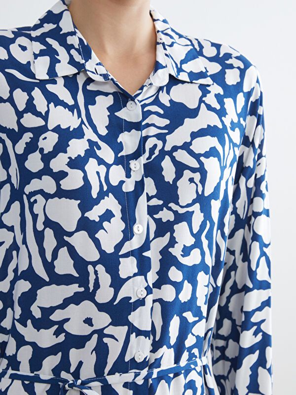 Moudda LC Waikiki - Robe tissée manches longues Femme Imprimé en blanc - Tunisie 3