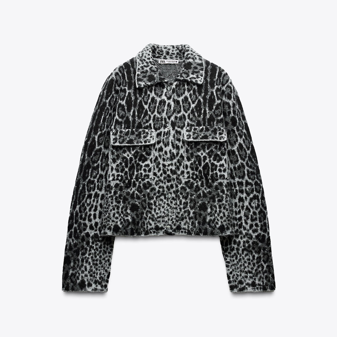 Moudda ZARA - Veste Jacquard - Imprimé Animal, Col & Poches - Tunisie 1