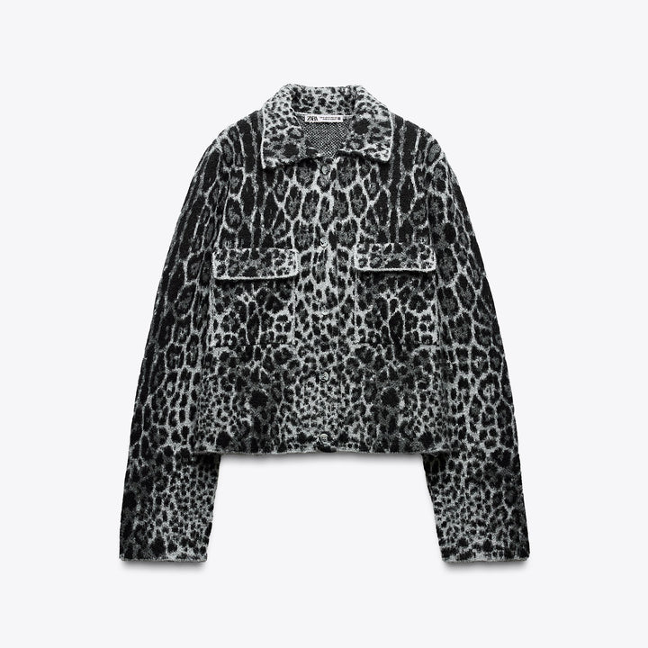 Moudda ZARA - Veste Jacquard - Imprimé Animal, Col & Poches - Tunisie 1