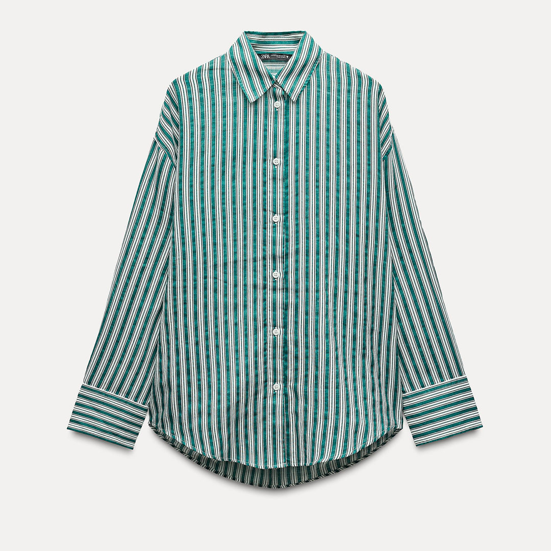 Moudda ZARA - Chemise ample en gaze rayée imprimée - Tunisie 2
