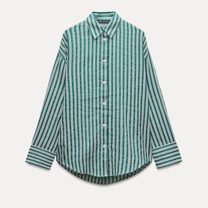 Moudda ZARA - Chemise ample en gaze rayée imprimée - Tunisie 2