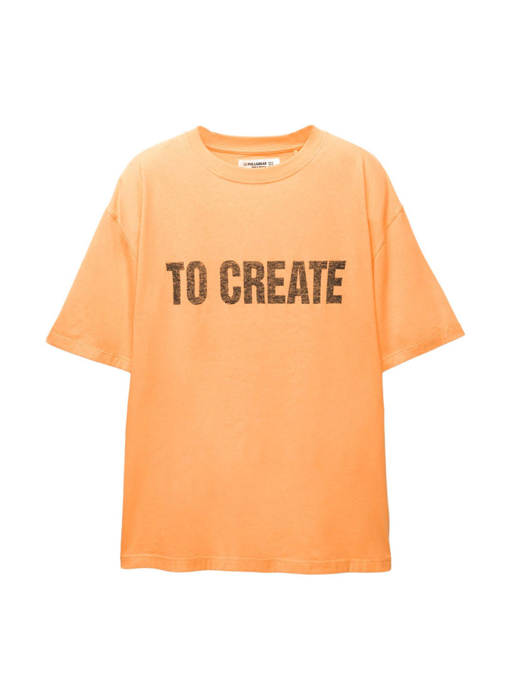 Moudda PULL & BEAR - T-Shirt Graphique - Orange & Texte - Tunisie 1