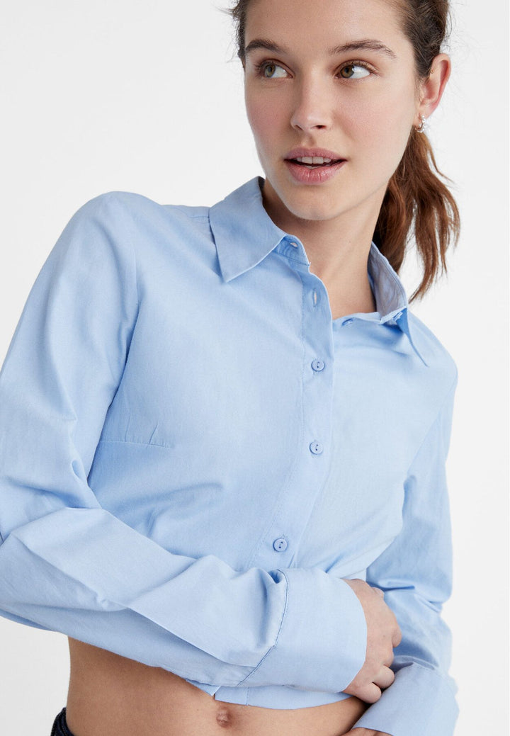 Moudda STRADIVARIUS - Chemise en Popeline Basique Courte avec Élastique - Tunisie 4