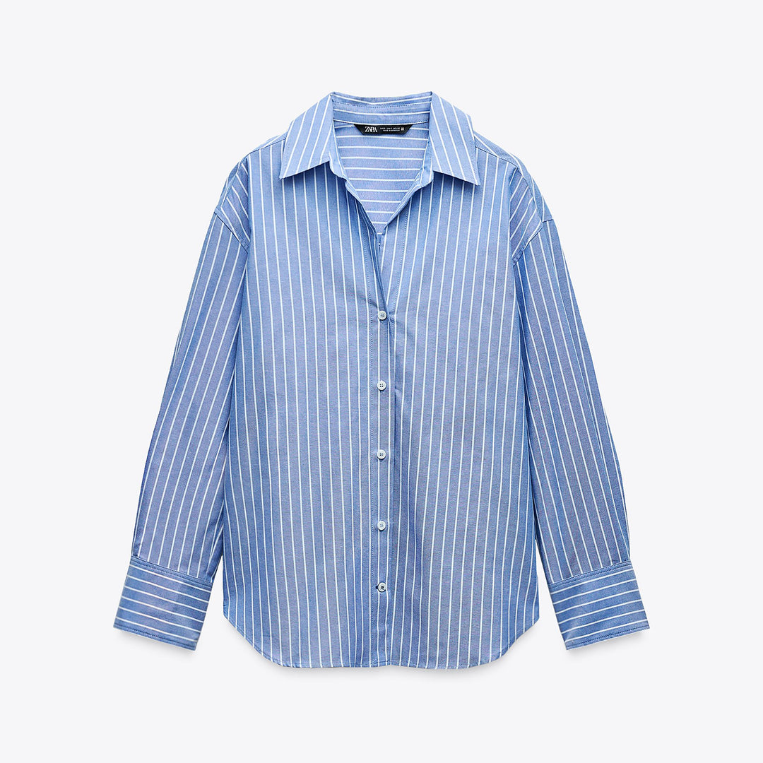 Moudda ZARA - Chemise oxford rayée fine manches longues encolure marquée - Tunisie 2