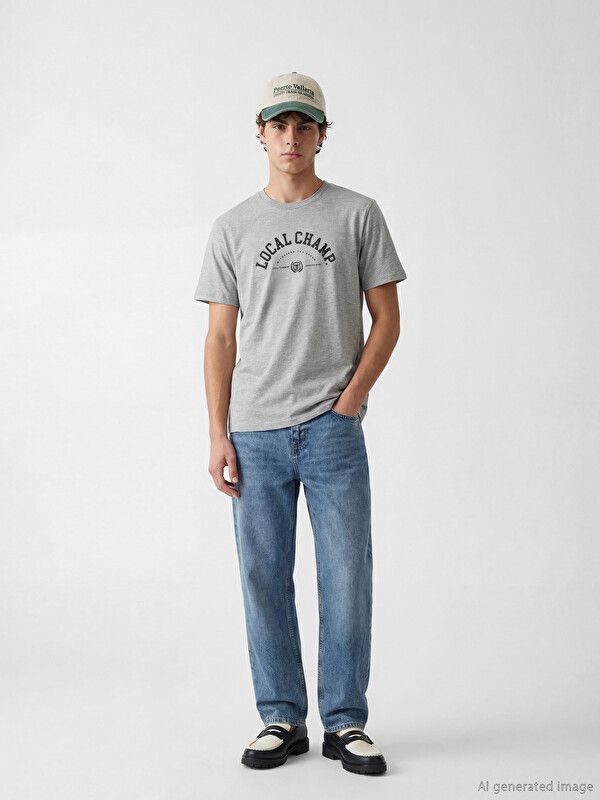 Moudda LC Waikiki - T-shirt imprimé manches courtes en jersey pour Homme couleur Blanc neige mélangé - Tunisie 2