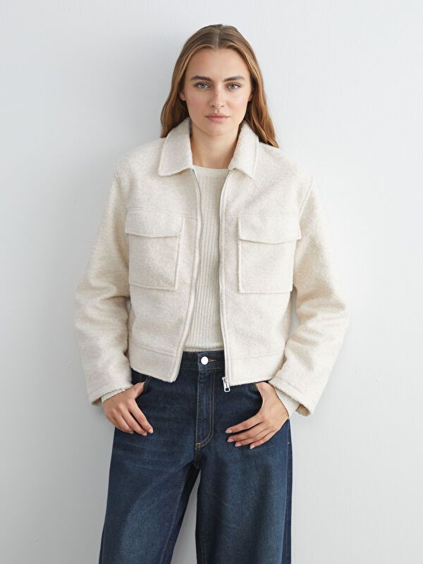 Moudda LC Waikiki - Manteau effet laine Femme Ecru - Tunisie 1