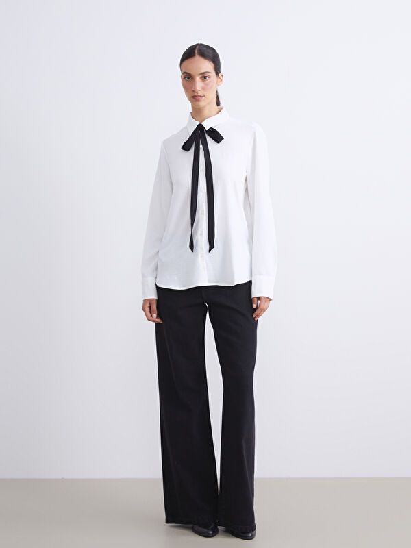 Moudda LC Waikiki - Chemise tissée manches longues Femme Buxe blanc - Tunisie 2