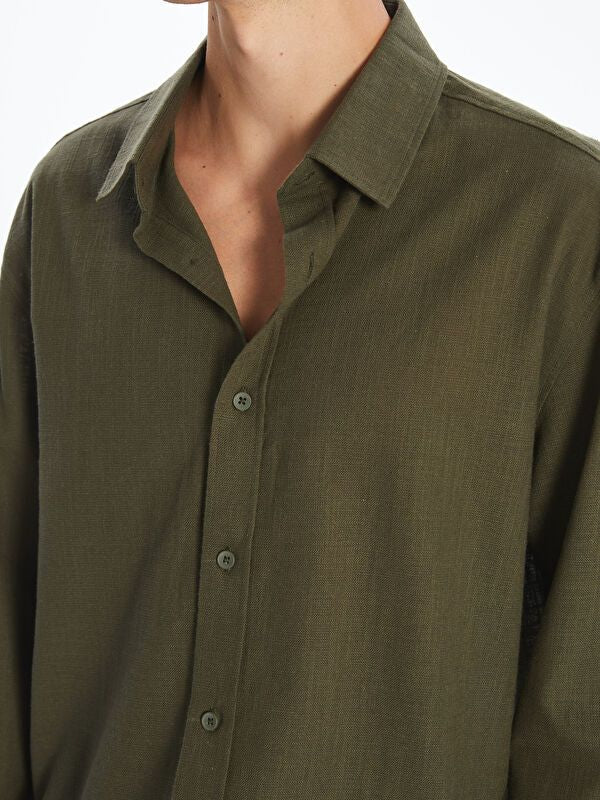 Moudda LC Waikiki - Chemise tissée manches longues Homme Kaki - Tunisie 3