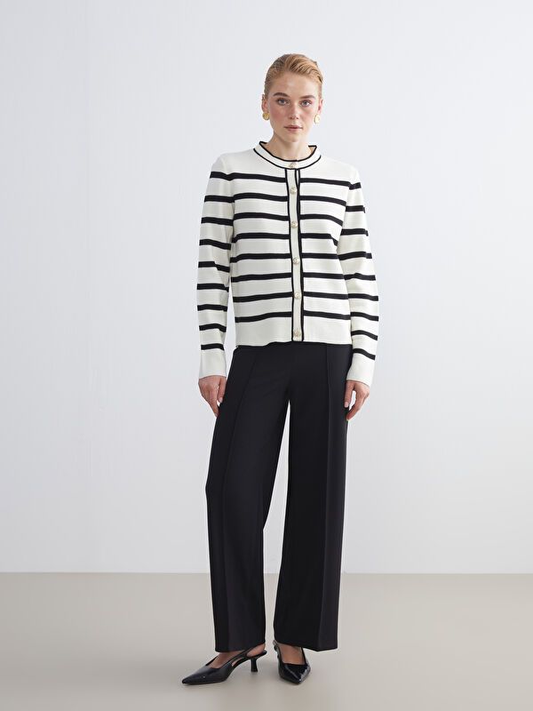 Moudda LC Waikiki - Cardigan en tricot Femme Ecru rayé - Tunisie 2