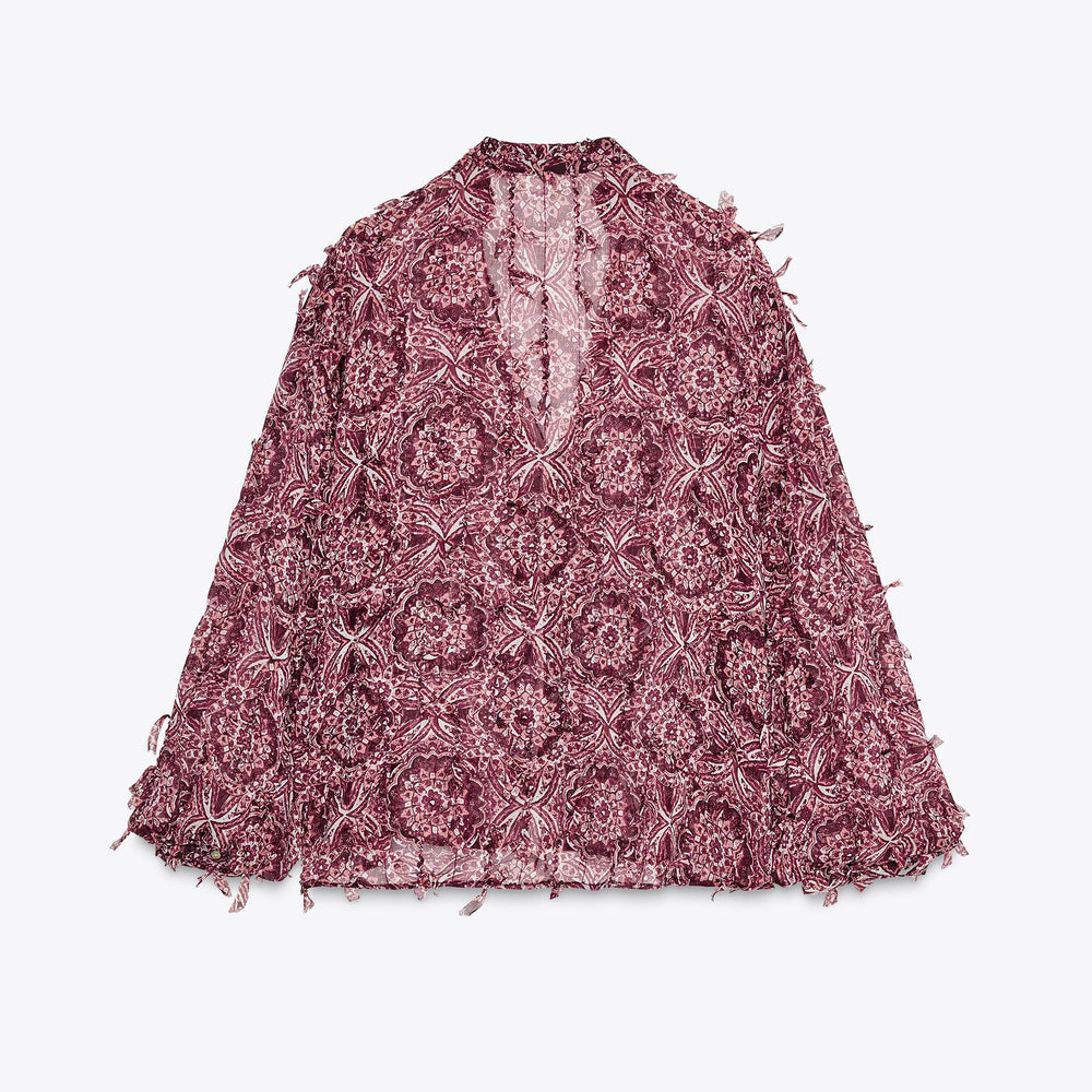 Moudda ZARA - Chemise Imprimée - Encolure Forcée & Franges - Tunisie 2