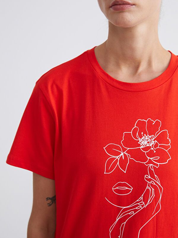 Moudda LC Waikiki - Body jersey manches courtes Femme Rouge vif - Tunisie 3