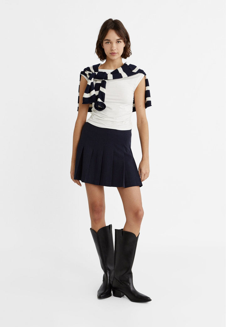 Moudda STRADIVARIUS - T-Shirt en Viscose Mini Manches Encolure Bateau - Tunisie 3