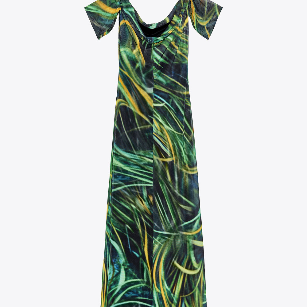 Moudda ZARA - Robe Maxi - Épaule Drapée & Tulle Imprimé - Tunisie 2