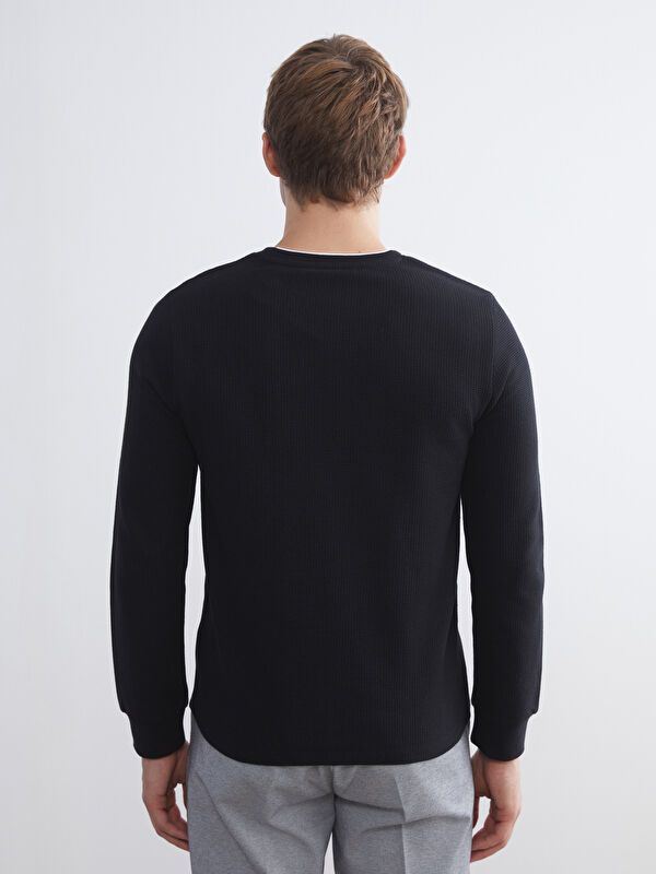 Moudda LC Waikiki - Sweatshirt jersey basique Homme Noir - Tunisie 4