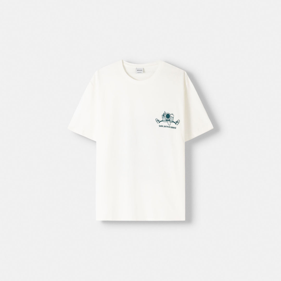 Moudda BERSHKA - T-shirt Coupe Easy Imprimé Humour - Tunisie 1