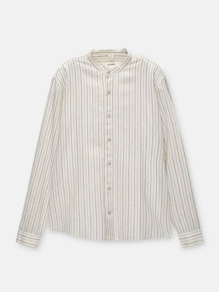 Moudda PULL & BEAR - Chemise Manches Longues Basique Col Mao - Tunisie 3